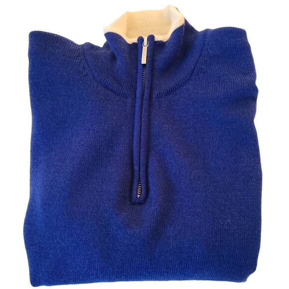 346 Brooks Brothers Royal Blue Merino Wool Sweater Size L - Picture 8 of 12